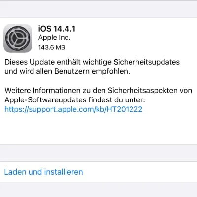 iOS 14.4.1 Sicherheitsupdate